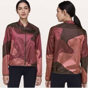 Lululemon Athletica Patch Game Pink and Brown light weight Jacket size 6